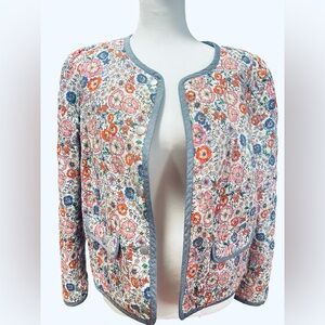 Talbots Enchanted Blooms Quilted Jacket Floral Cotton Blazer Cottagecore